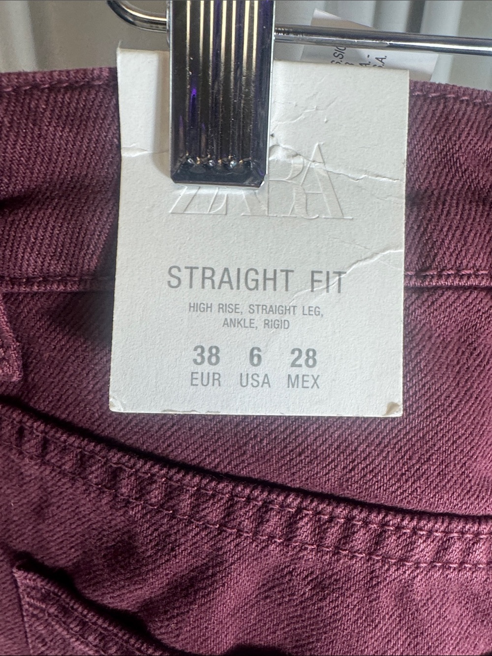 Zara Straight Fit Jeans High Rise Raw Hem Size 6 NWT - Picture 6 of 8